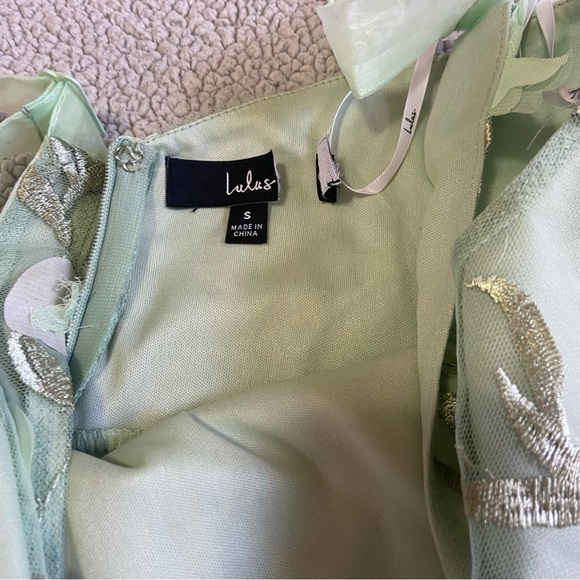 NWOT Lulus Elite Cutie Mint Green Mesh 3D Floral Embroidered Midi Dress - Picture 8 of 10